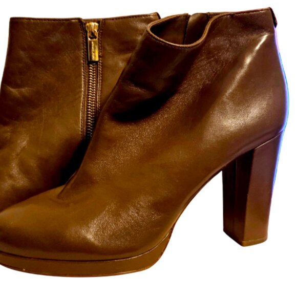 Michael Kors Ankle Boots. Women's Leather Boots, Designer Boots, Brown Boots - Picture 3 of 14